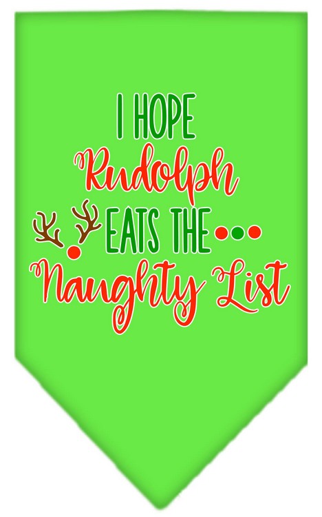 Hope Rudolph Eats Naughty List Screen Print Bandana Lime Green Large